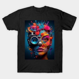 "Techno-Gaze: Cyber-Eye Fusion of Colors" T-Shirt